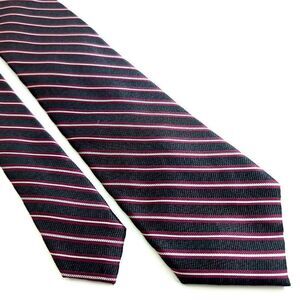 Calvin Klein‎ Gray Red Striped Woven Skinny Silk Tie